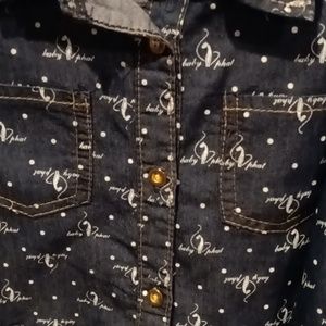 FINAL PRICE NWOT Baby Phat blue denim l/s blouse w gold buttons/stitching 10/12